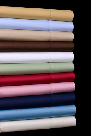 Elite 400 Thread Count Solid Sateen Hemstitch Cotton Sheet Set