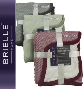 Brielle Home Cheshire Herringbone Throw W/ Sherpa Lining