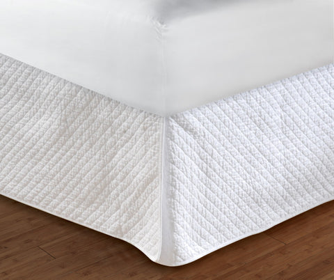 Diamond Quilted Bedskirt White